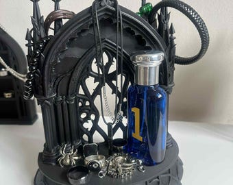 Altar Stage Jewellery Display, Cathedral Style Gothic Accessories Holder, BedSide Stand Wedding Gift Dark.