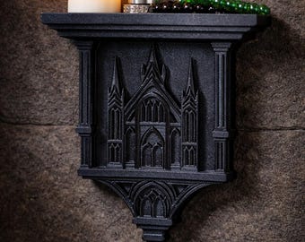 Corbel Cathedral Shelf – Cathedral Jewellry Display Shelf – Dark Aesthetic Floating Shelf – Victorian Gothic Decor – Black Wall Organizer