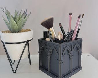 Gothic Makeup Organizer, Cathedral Arch Brush Holder, Dark Academia Vanity Storage, Medieval Desk Organizer, Gothic Bathroom Decor