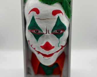Hand Painted Joker Book Nook | Comic Villain Shelf Insert | Gothic Bookshelf Decor
