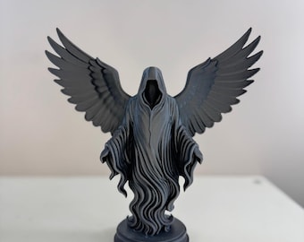Winged Reaper Statue | Gothic Death Figure | Dark Home Decor Ornament Angel Of Death.