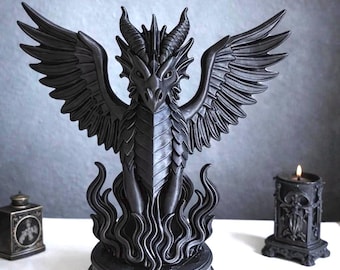 Gothic Dragon Statue, Dark Fantasy Home Decor, DnD Decor