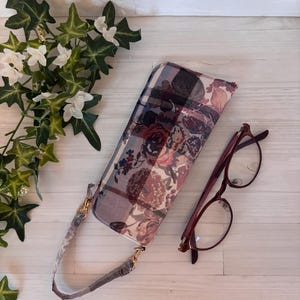 Glasses Case Made with Liberty Fabric Hard Eyeglass Pouch with Strap Rigid Sunglasses Holder Handmade in Japan Gift for Her