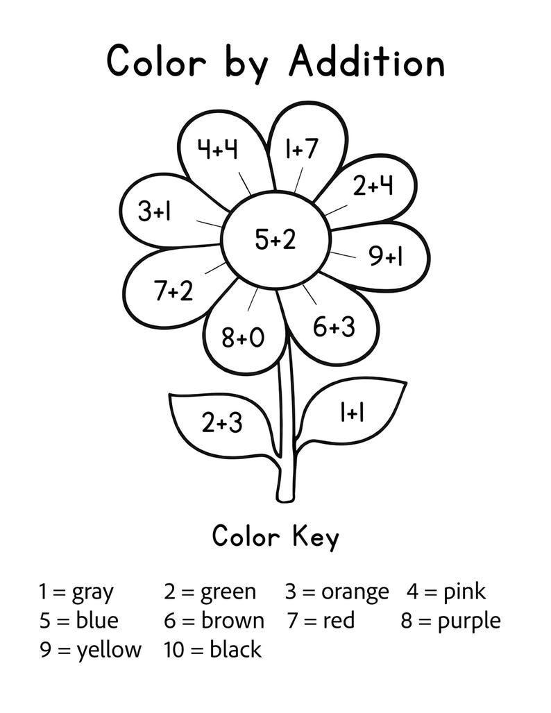 Color by Number Math Worksheets | Addition & Subtraction Coloring Pages ...