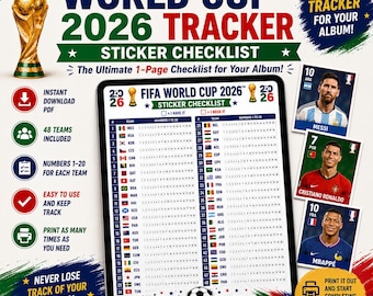 Lista de figurinhas da Copa do Mundo de 2026 para imprimir em PDF | Checklist de futebol da FIFA (Download em PDF) | Organizador de álbuns | Lista de figurinhas da Panini