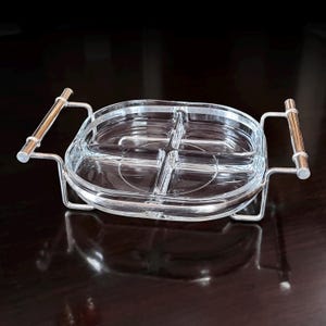 Fidenza Italy 12” Vintage Silverplate Buffet Server 9"x 12" 4-Part Divided Glass Insert