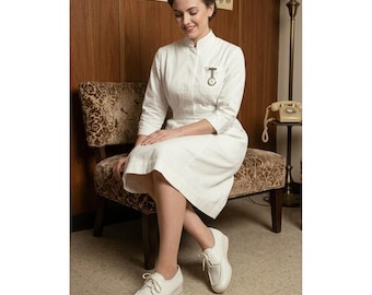 Vintage The Clinic Shoe White Leather Nursing Oxfords Lace Up US Made 11