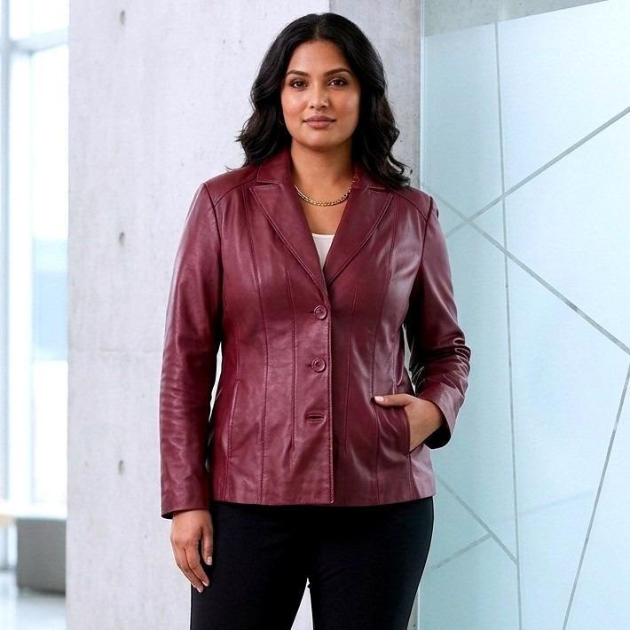 Womens Leather Blazer Burgundy - Etsy