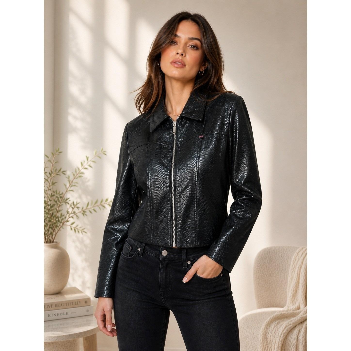 Vintage Leather Jacket Guess - Etsy
