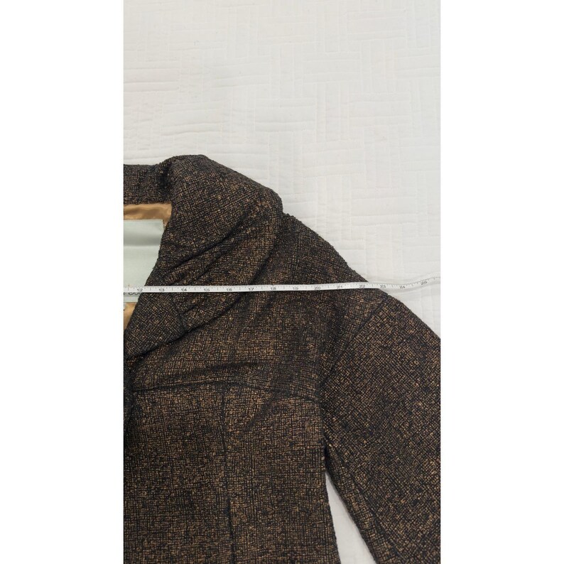 Anthropologie -Beth Bowley Vintage Bronze Metallic Wool Jacket Portrait Collar 8 image 9