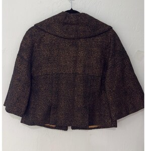Anthropologie -Beth Bowley Vintage Bronze Metallic Wool Jacket Portrait Collar 8 image 4