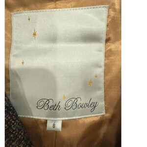 Anthropologie -Beth Bowley Vintage Bronze Metallic Wool Jacket Portrait Collar 8 image 3