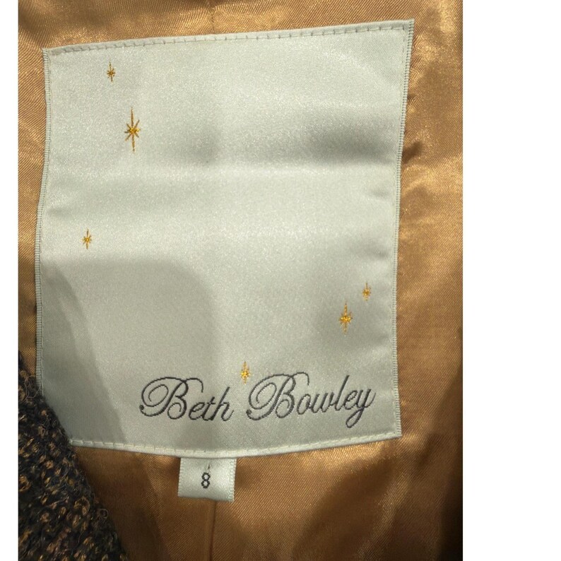 Anthropologie -Beth Bowley Vintage Bronze Metallic Wool Jacket Portrait Collar 8 image 3