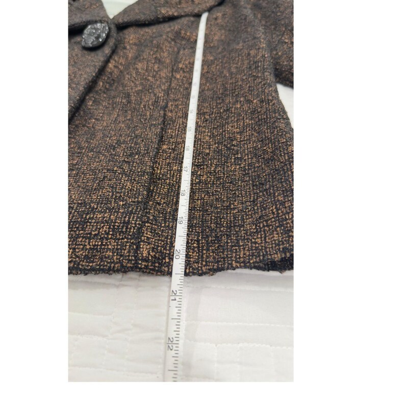 Anthropologie -Beth Bowley Vintage Bronze Metallic Wool Jacket Portrait Collar 8 image 7