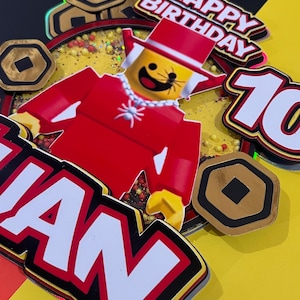 Roblox Birthday Cake Topper Personalized | Custom Name & Age | Boy Party Decoration | Gamer Cake Topper | Roblox Party Supplies image 2