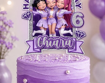 Kpop Cake Topper Personalized | Huntrix Theme Birthday Cake Topper | Custom Name & Age | K-pop Party Decoration | Glitter Cardstock Topper