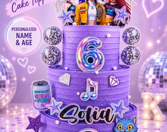 Kpop Demon Hunters Cake Topper | Personalized Birthday Cake Topper | K-Pop Party Decoration | Custom Name Cake Topper | Model 1 or Model 2