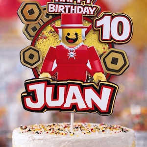 Roblox Birthday Cake Topper Personalized | Custom Name & Age | Boy Party Decoration | Gamer Cake Topper | Roblox Party Supplies image 1