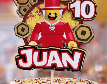 Roblox Birthday Cake Topper Personalized | Custom Name & Age | Boy Party Decoration | Gamer Cake Topper | Roblox Party Supplies