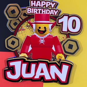 Roblox Birthday Cake Topper Personalized | Custom Name & Age | Boy Party Decoration | Gamer Cake Topper | Roblox Party Supplies image 4