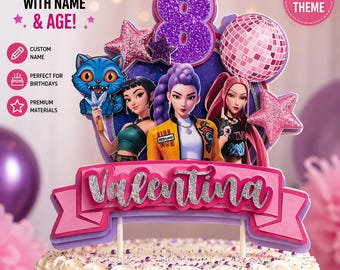 Cake topper hunters kpop Kpop Cake Topper Personalized | Custom Name & Age Birthday Cake Decoration | Girl Party Topper Kpop Theme