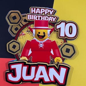 Roblox Birthday Cake Topper Personalized | Custom Name & Age | Boy Party Decoration | Gamer Cake Topper | Roblox Party Supplies image 3