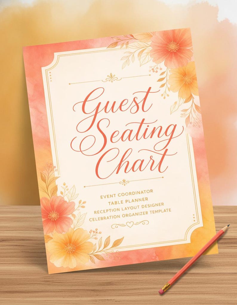 Guest Seating Chart Printable, Event Coordinator Table Planner ...