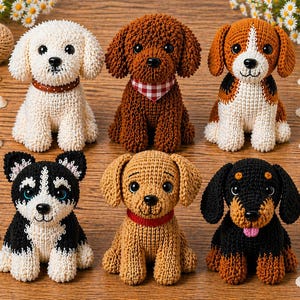 Amigurumi Dog Crochet Pattern Bundle | 6 Mini Dog Designs (PDF Download)