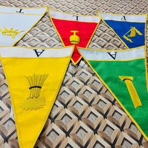 5 bandiere triangolari ricamate per realizzare l'Ordine della Stella d'Oriente OES O.E.S.