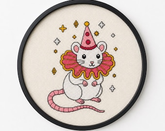 Motif de point de croix avec noeud grenouille | Art animalier Kawaii Cottagecore (téléchargement PDF)