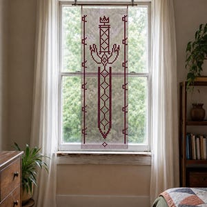 Moonlit Crown Starheart Longsword Filet Crochet Pattern – Tapestry Wall Hanging Chart (PDF Download)