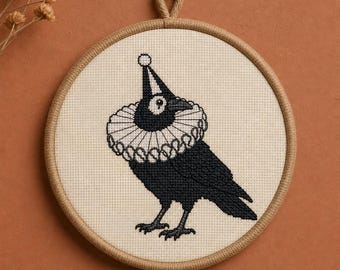 Gothic Cross Stitch Pattern Raven - Beginner Friendly Embroidery PDF (Pattern Keeper Compatible)