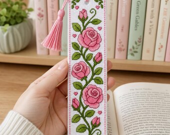 Motif de point de croix de rosiers grimpants | Kawaii Cottagecore, art floral (téléchargement PDF)