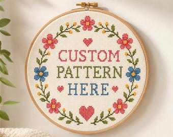 Custom Cross Stitch Pattern From Your Photo | Personalized PDF Pet Portrait, Name & Custom Text Design, Made to Order