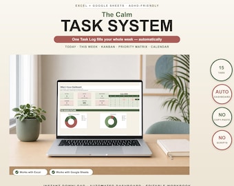 Foglio di calcolo per il monitoraggio delle attività, ideale per persone con ADHD, compatibile con Google Sheets e Excel (download digitale)