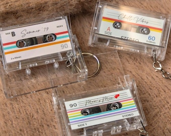 Personalized Cassette Keychain NFC Tap To Play Song Custom Photo Cassette Keychain Album Art Gift Music Memory Keychain