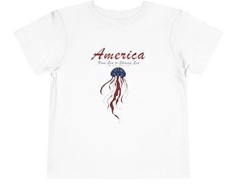 T-shirt méduse drapeau américain pour tout-petit | T-shirt patriotique du 4 juillet