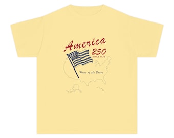 Camiseta con la bandera de Estados Unidos 250 / Camiseta juvenil patriótica con el mapa de EE. UU.