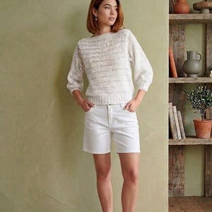 Patrón de punto para jersey con ojales Ecopuno – Jersey ligero de mezcla de algodón (tallas EU 36–42)