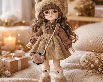 Big Eyed Dress Up Doll, 30cm Jointed Fashion Doll, Cute Princess Doll, BJD Style Doll, Aesthetic Gift for Girls, Movable Outfit Doll