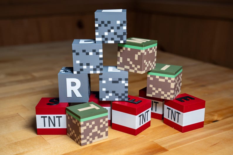 Riley Minecraft Letters Minecraft Style Letter Blocks β Personalized Name Cubes β Gamer Room ...