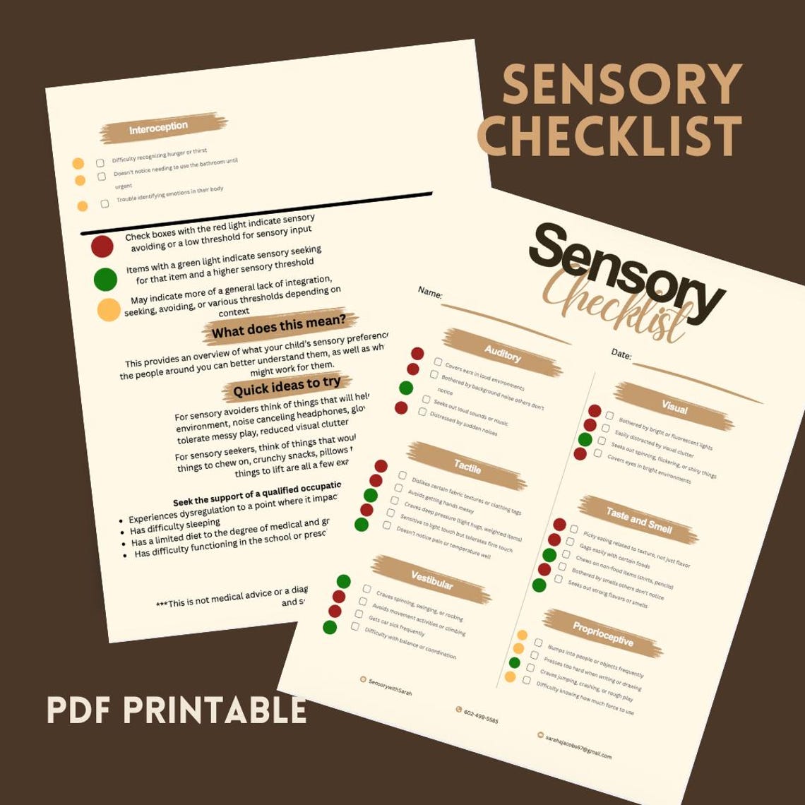 Spd Instruments Printable Sensory Checklist Printable | SPD Parent Resource | Pediatric OT ...