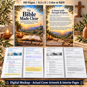 Bible Study Guide 66 Books 8.5x11 Color B&W The Bible Made Clear Illustrated Guide Roadmaps Key Events Study Questions
