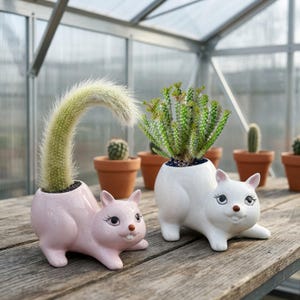 Ceramic Squirrel Planter: Woodland Animal Succulent Pot, Desk Decor