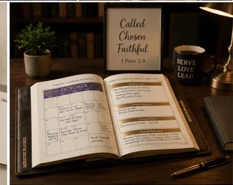 Non-Denominational Church Annual Ministry Planner | Sermon Calendar, Budget & Member Care (Fillable PDF)