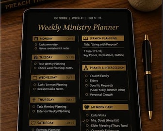 Associate Pastor Annual Planning System | Sermon Calendar, Budget & Team Development (Fillable PDF)
