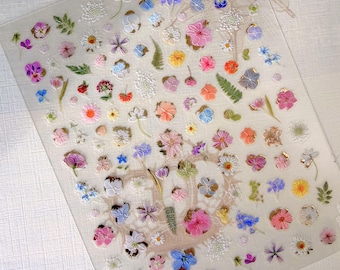 Embossed Gold Foil Mini Floral Nail Stickers, 3D Spring Botanical Manicure Art Stickers