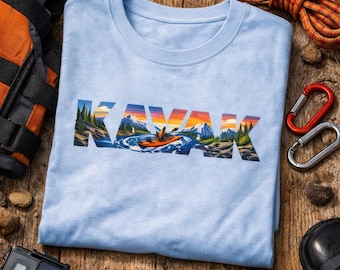 Kayak T-Shirt, Outdoor Adventure Landscape Graphic Tee