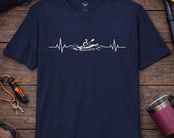 Kayak Heartbeat T-Shirt, Paddling Lover Outdoor Adventure Tee