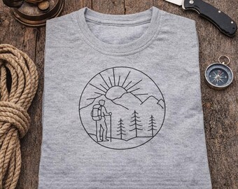 Wild Camping Sunrise Men s Nature T Shirt, Outdoor Adventure Tee, Hiking & Mountain Apparel